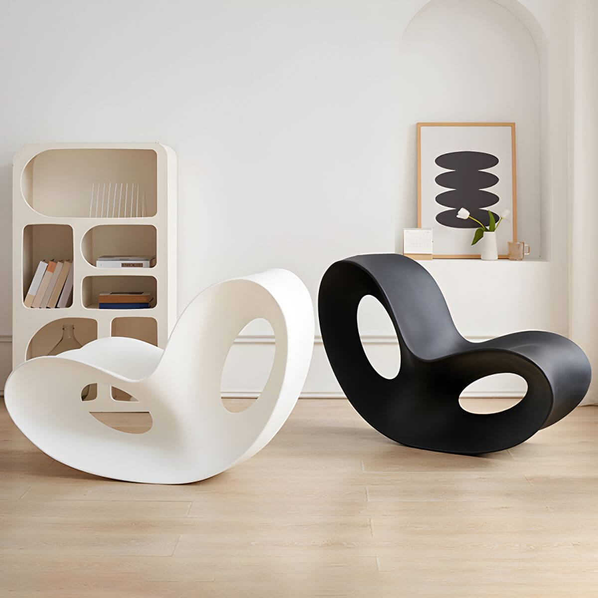 Acrylic contemporary indoor rocking chair without armrest in solid color