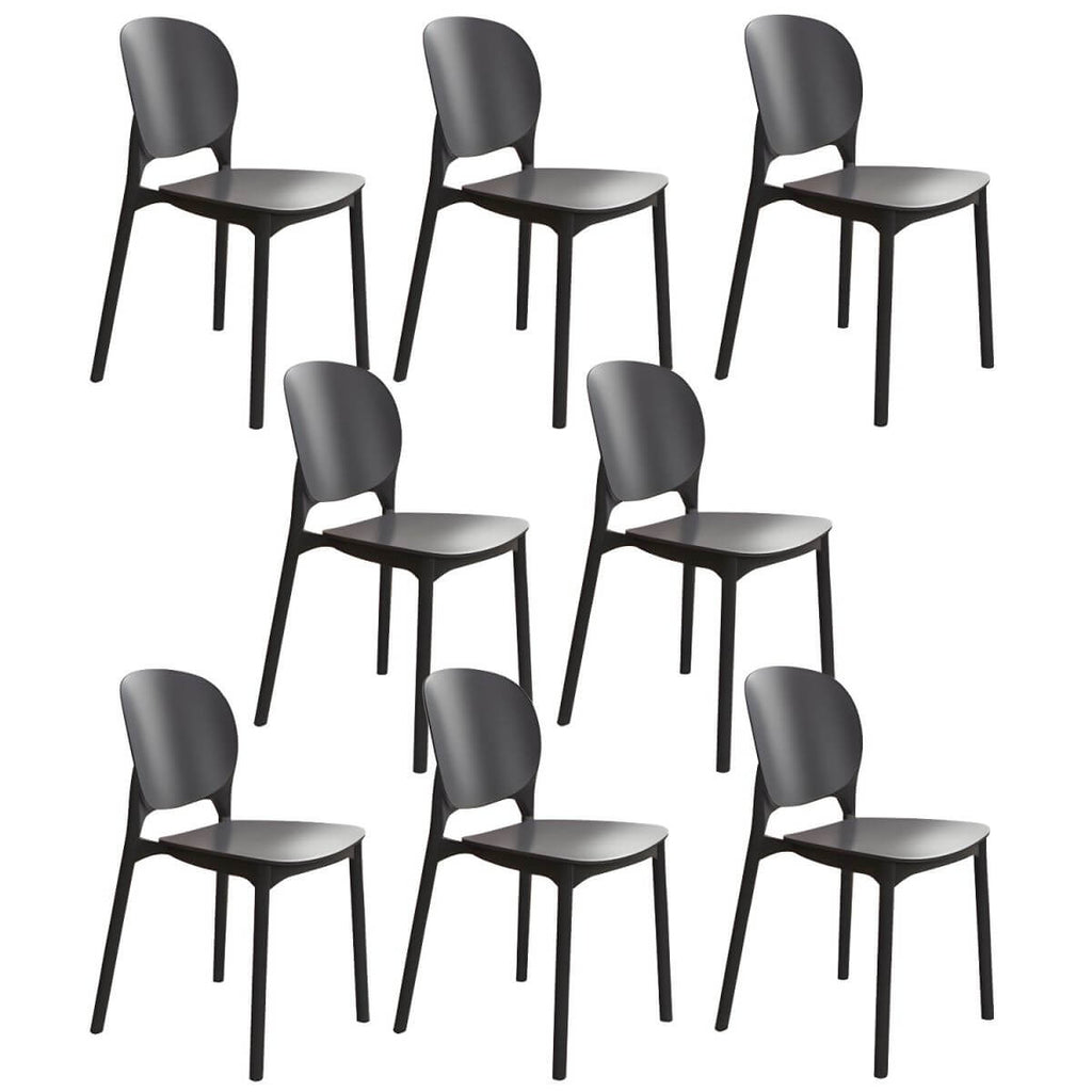 Stackable Scandinavian side chair with open back made of plastic and acrylic for dining