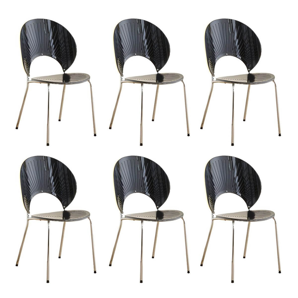 Scandinavian style stackable armless side chair made of plastic and acrylic for dining