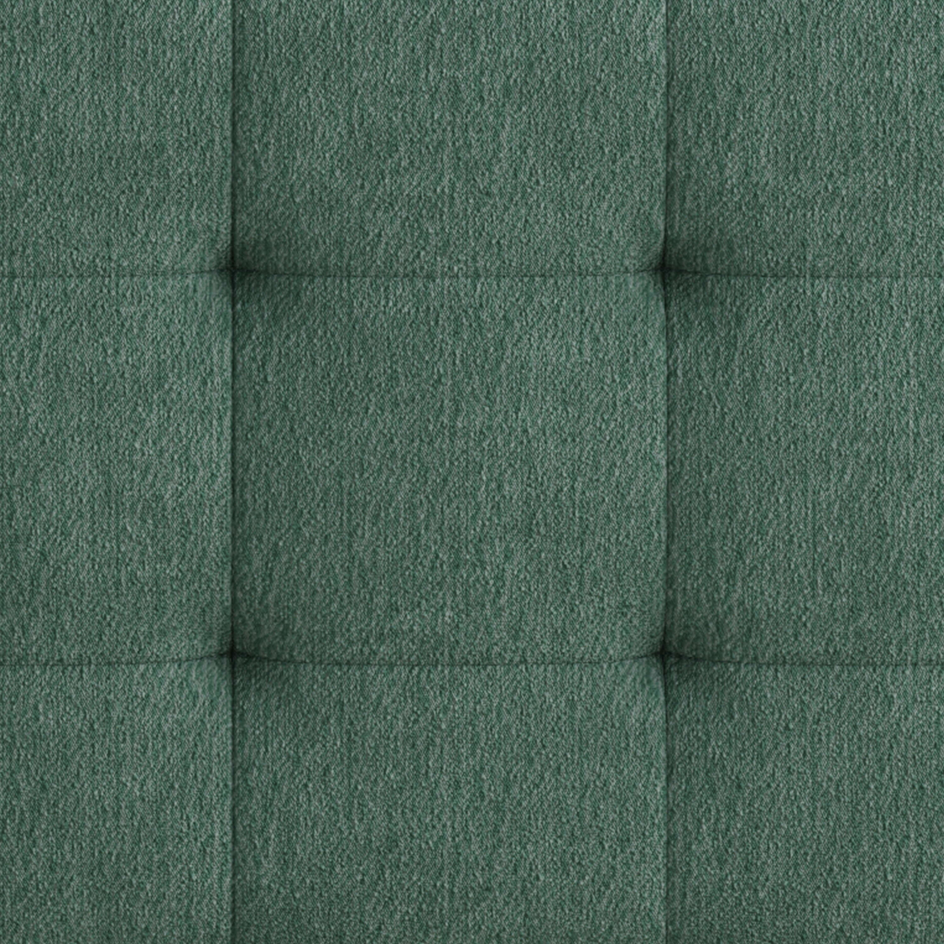 Green love seat sofa upholstered in soft chenille velvet fabric, perfect for modern living rooms