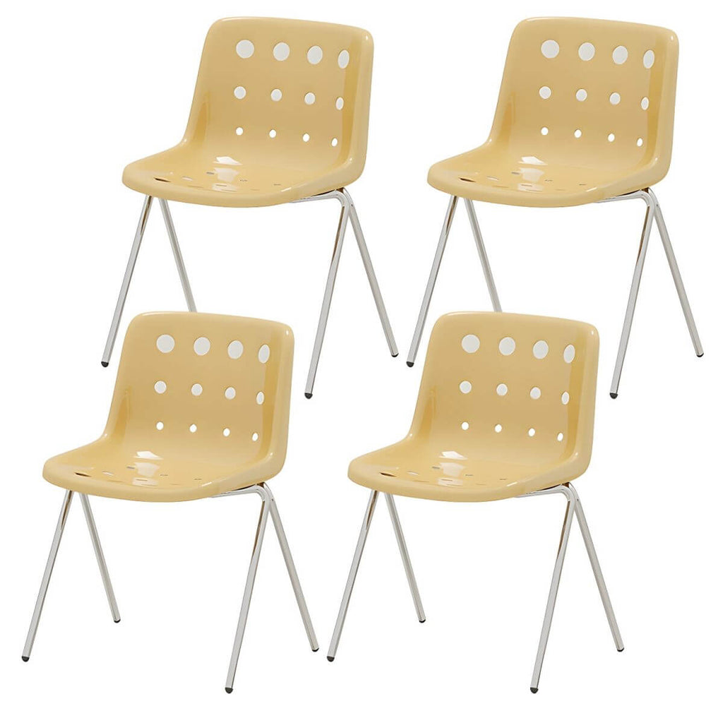 Stackable Scandinavian plastic and acrylic side chair with low back for dining