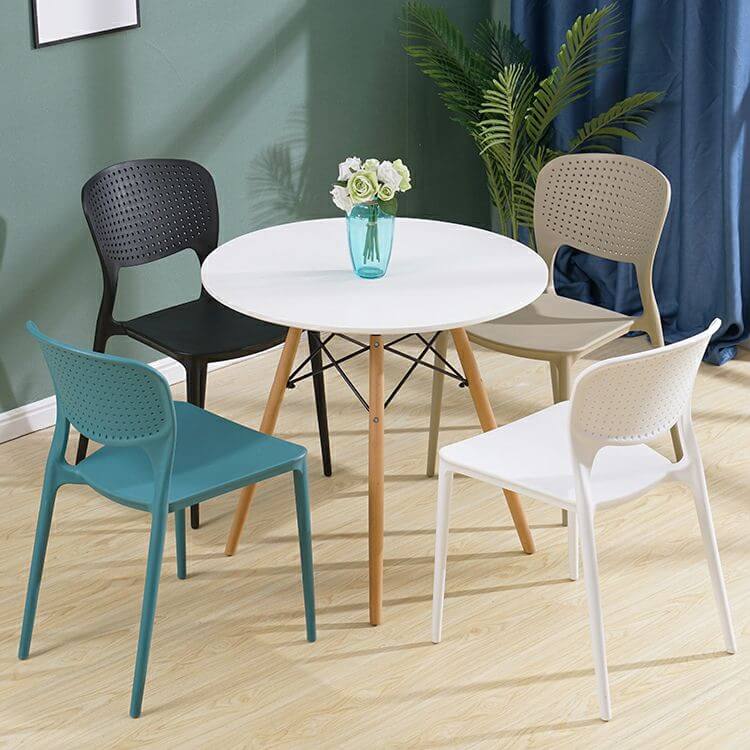 Stackable Scandinavian style plastic and acrylic side chair for dining room