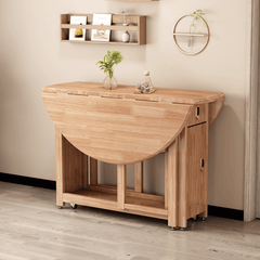 Smooth Surface Solid Wood Folding Dining Set with Easy Mobility and Stability