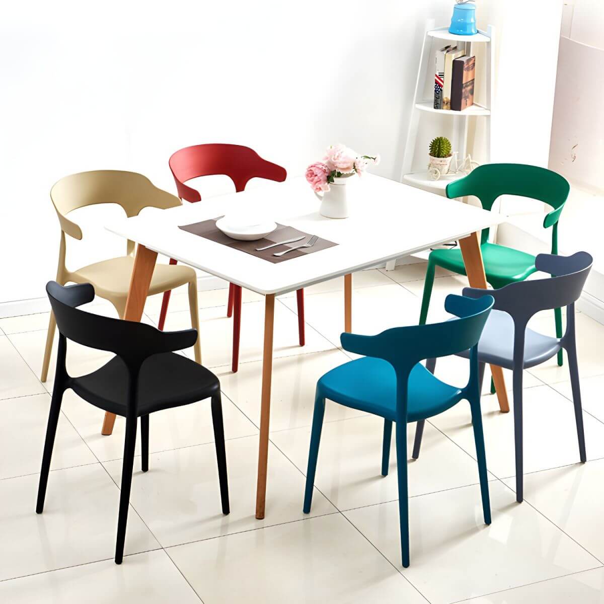 Acrylic Nordic dining chair with backrest and armrests, featuring clear acrylic legs