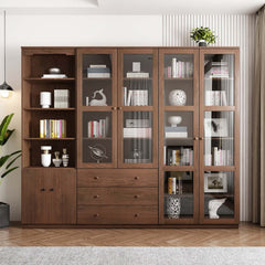 Modern Floor-to-Ceiling Bookshelf with Doors - Modular Storage Cabinet