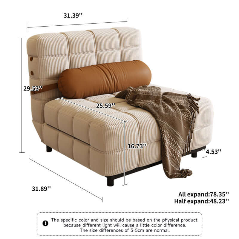 Upholstered convertible sleeper sofa bed and accent chair for versatile seating and sleeping
