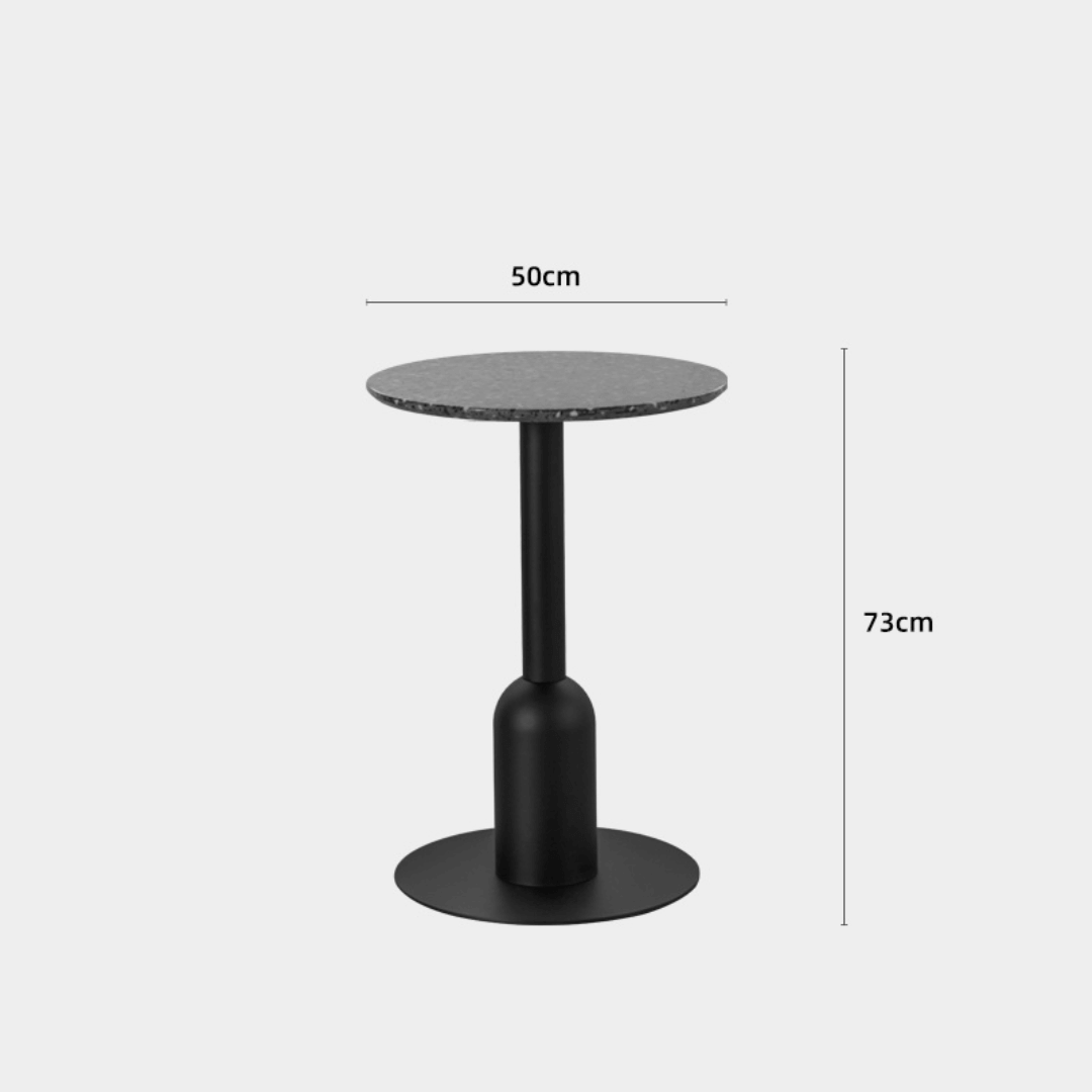 Round terrazzo table ideal for dining or office use with versatile design