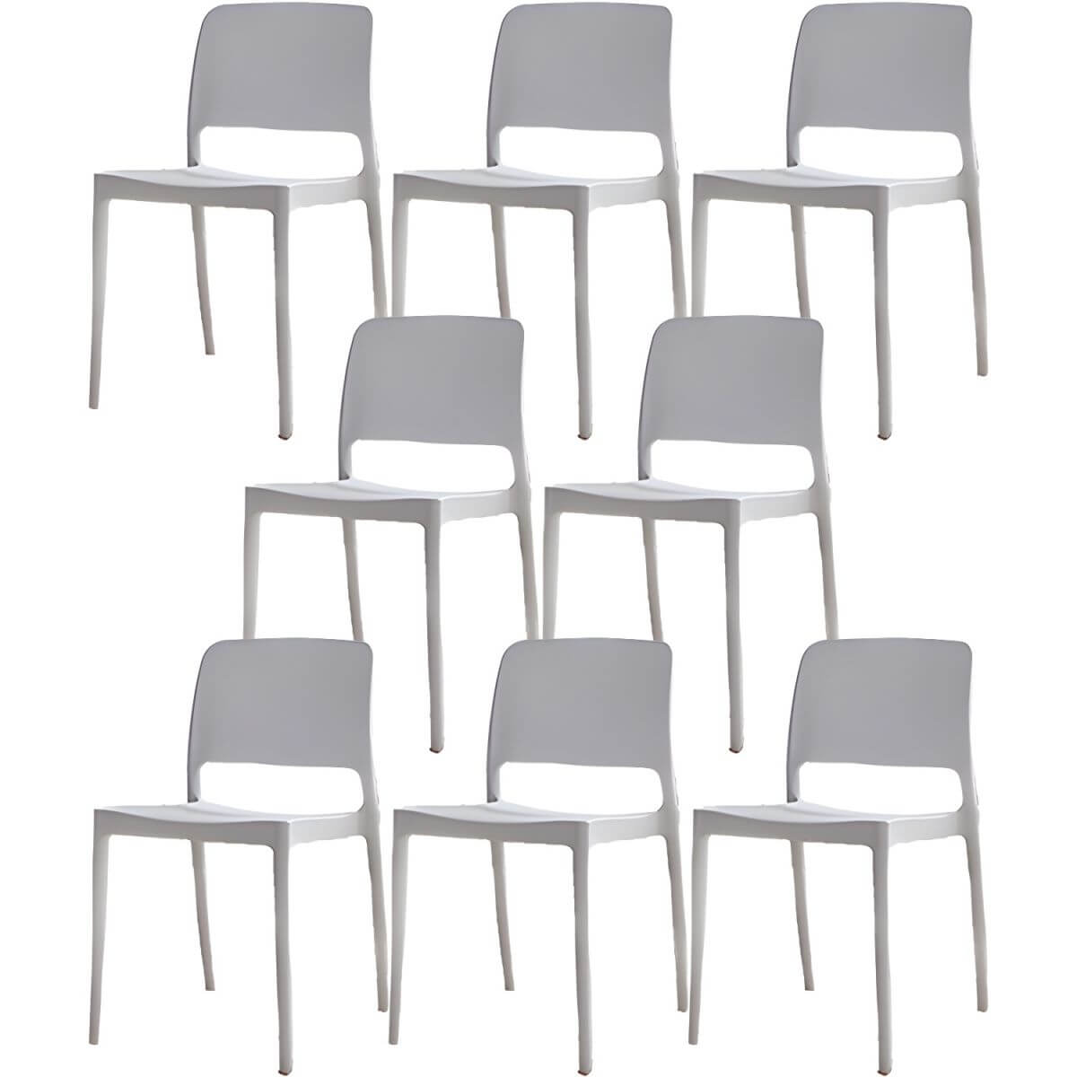 Scandinavian plastic and acrylic dining chair with low backrest and armless design