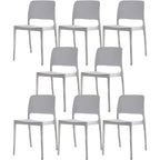 Scandinavian plastic and acrylic dining chair with low backrest and armless design