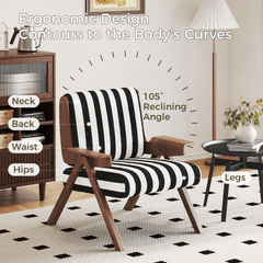 Fauteuil d'accent moderne blanc avec rayures noires