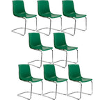 Scandinavian style plastic and acrylic dining side chair with silver legs, non-upholstered design