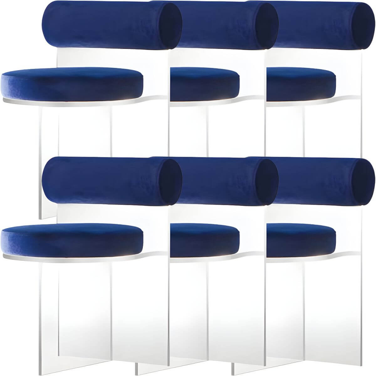 Acrylic contemporary dining chair with solid back, perfect for modern dining rooms