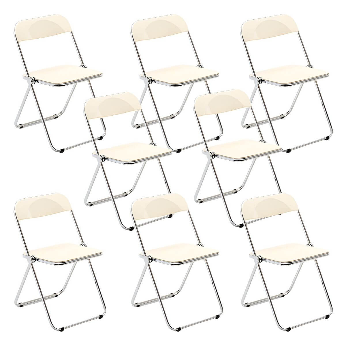 Scandinavian style dining chair with silver metal legs and plastic acrylic seat