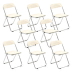 Scandinavian style dining chair with silver metal legs and plastic acrylic seat