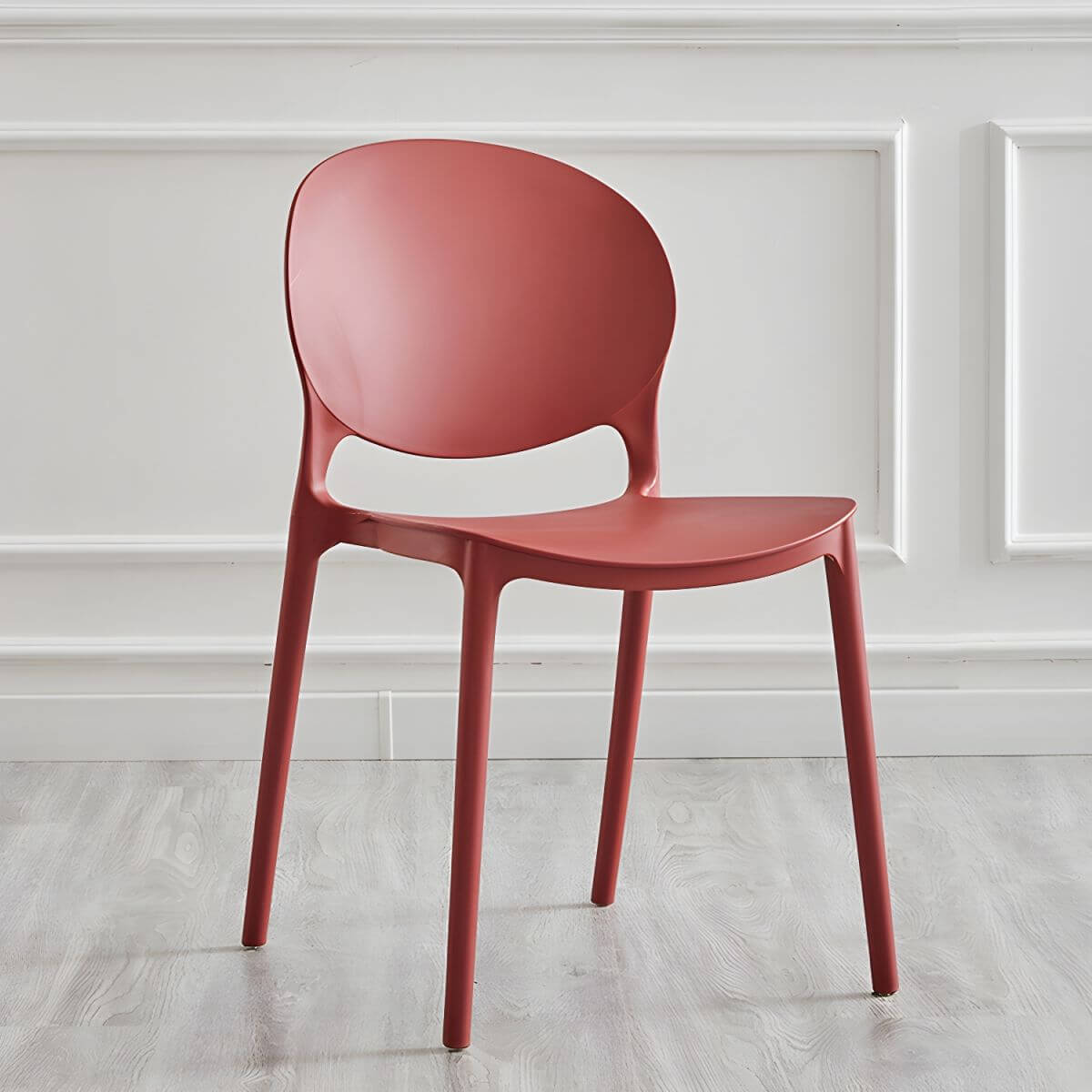 Modern acrylic dining side chair with open back, 32 inches tall, ideal for restaurant seating