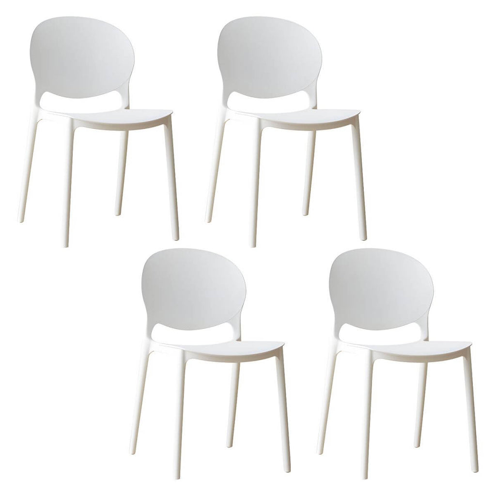 Scandinavian plastic dining chair with open back and four legs, ideal for home use