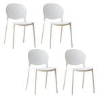 Scandinavian plastic dining chair with open back and four legs, ideal for home use