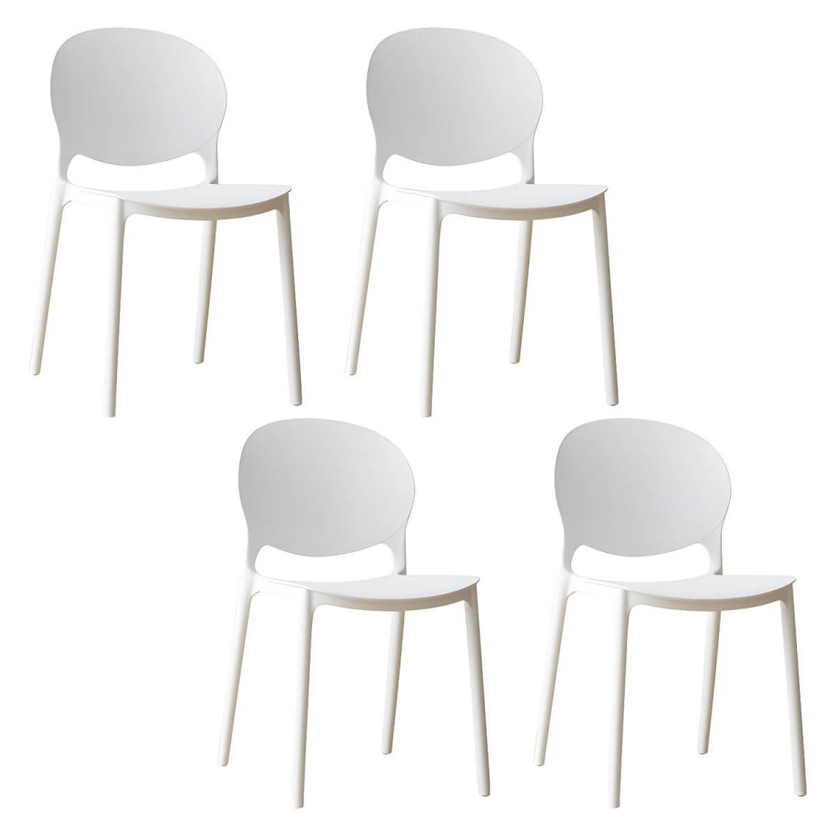 Scandinavian plastic dining chair with open back and four legs, ideal for home use