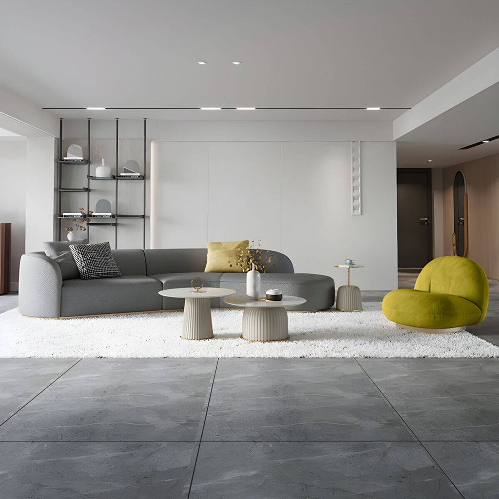 Ultra-modern polyester blend tuxedo arm sofa with tight back, 27.56 inches high sectional