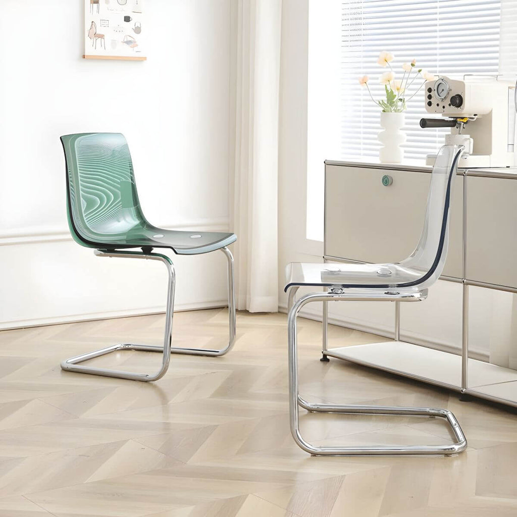Scandinavian style plastic and acrylic non-upholstered side dining chair