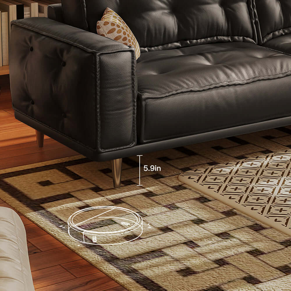 Comfortable French vintage leather sofa with luxurious design and classic style