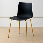 Modern plastic and acrylic side chair with metal legs, ideal for kitchen and dining rooms