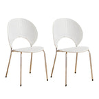 Stackable acrylic dining chair with open back and metal legs, armless design for modern dining rooms