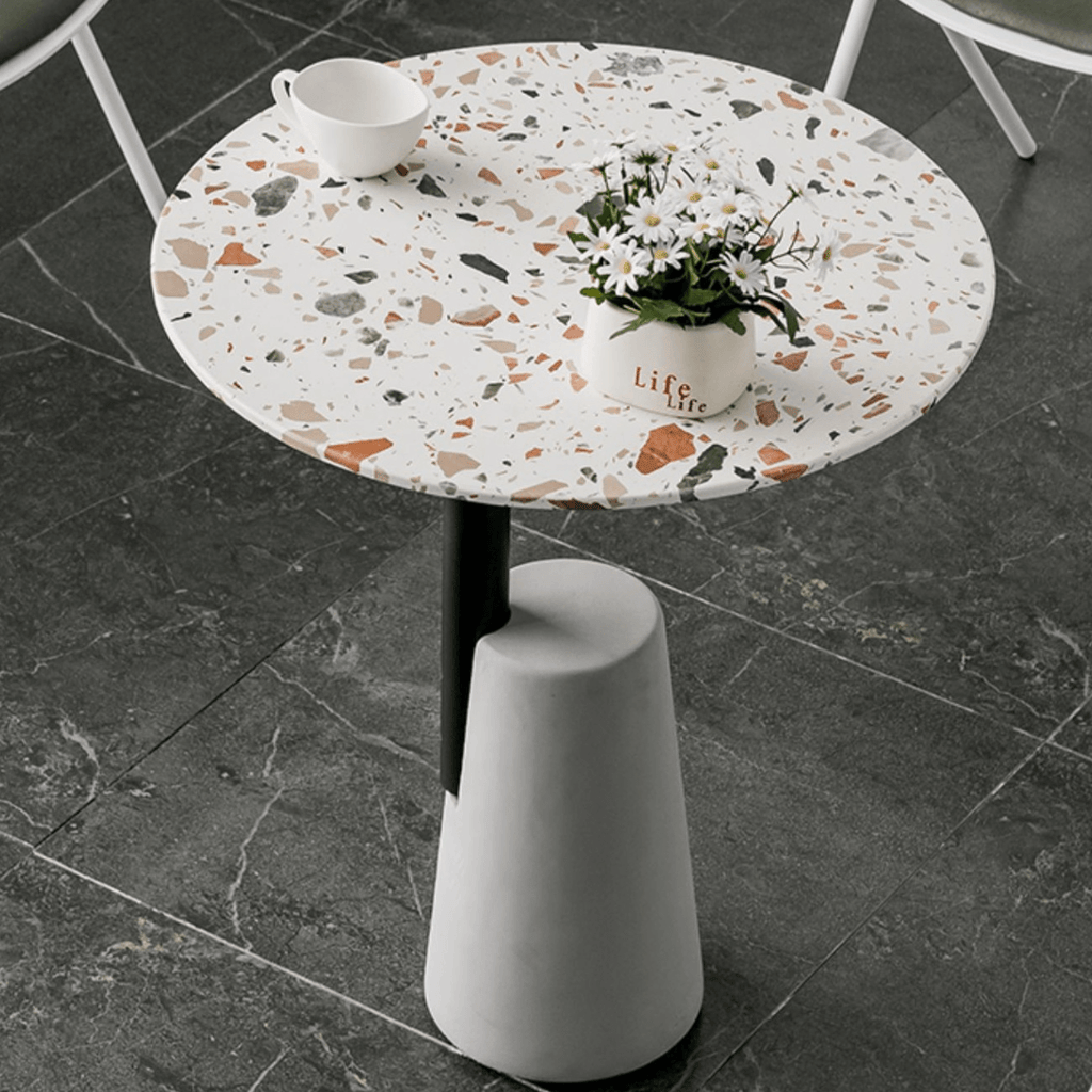 Modern terrazzo coffee table with stylish design, perfect for cozy living spaces