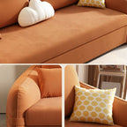 Orange polyester blend sleeper sofa with scratch-resistant surface and detachable mattress futons