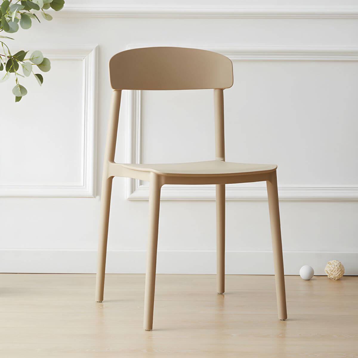Scandinavian style low back kitchen and dining chair made of plastic and acrylic