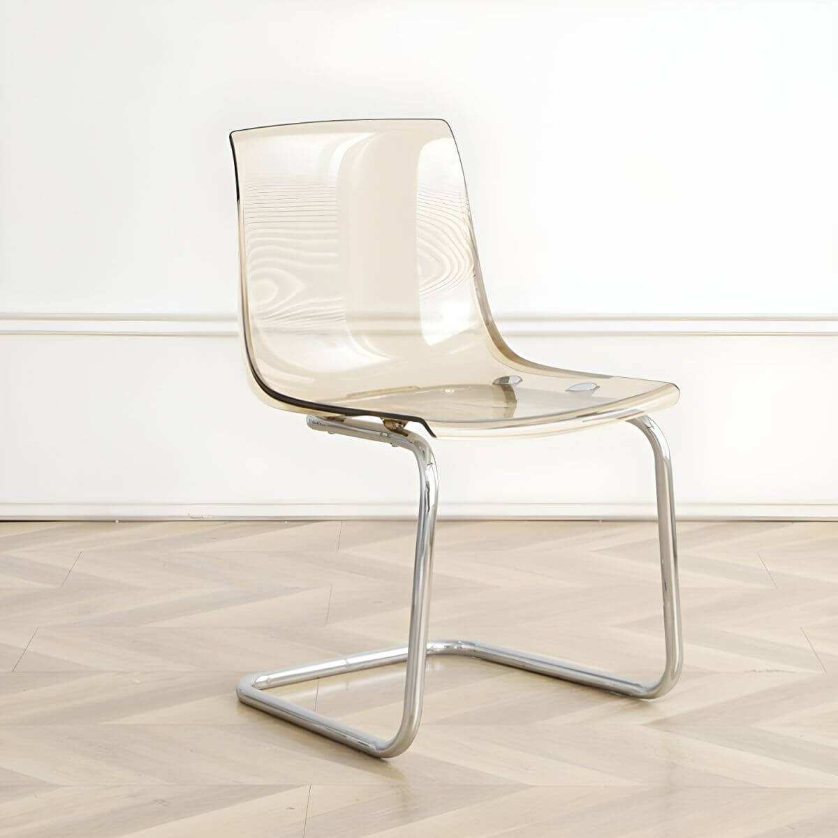 Scandinavian style plastic and acrylic non-upholstered side dining chair