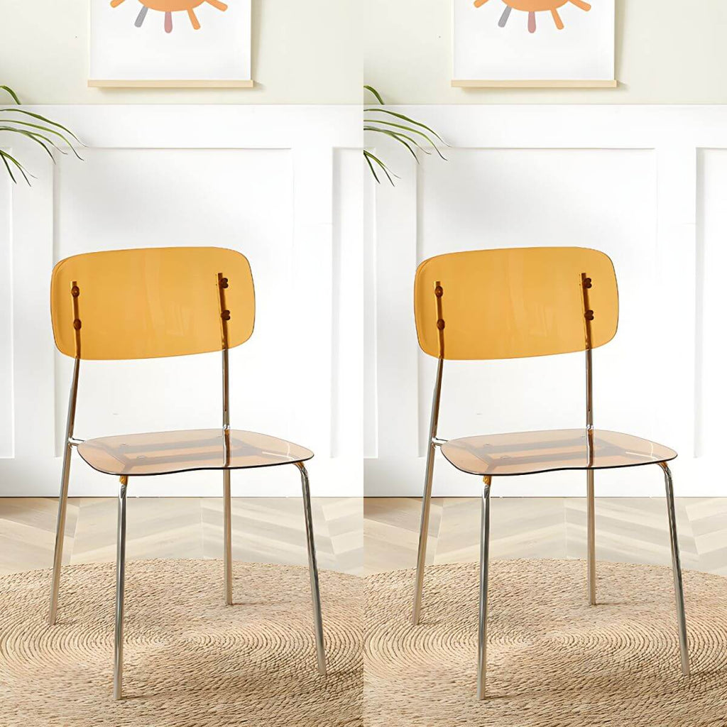 Transparent acrylic dining chair with modern design, perfect for living room and kitchen seating