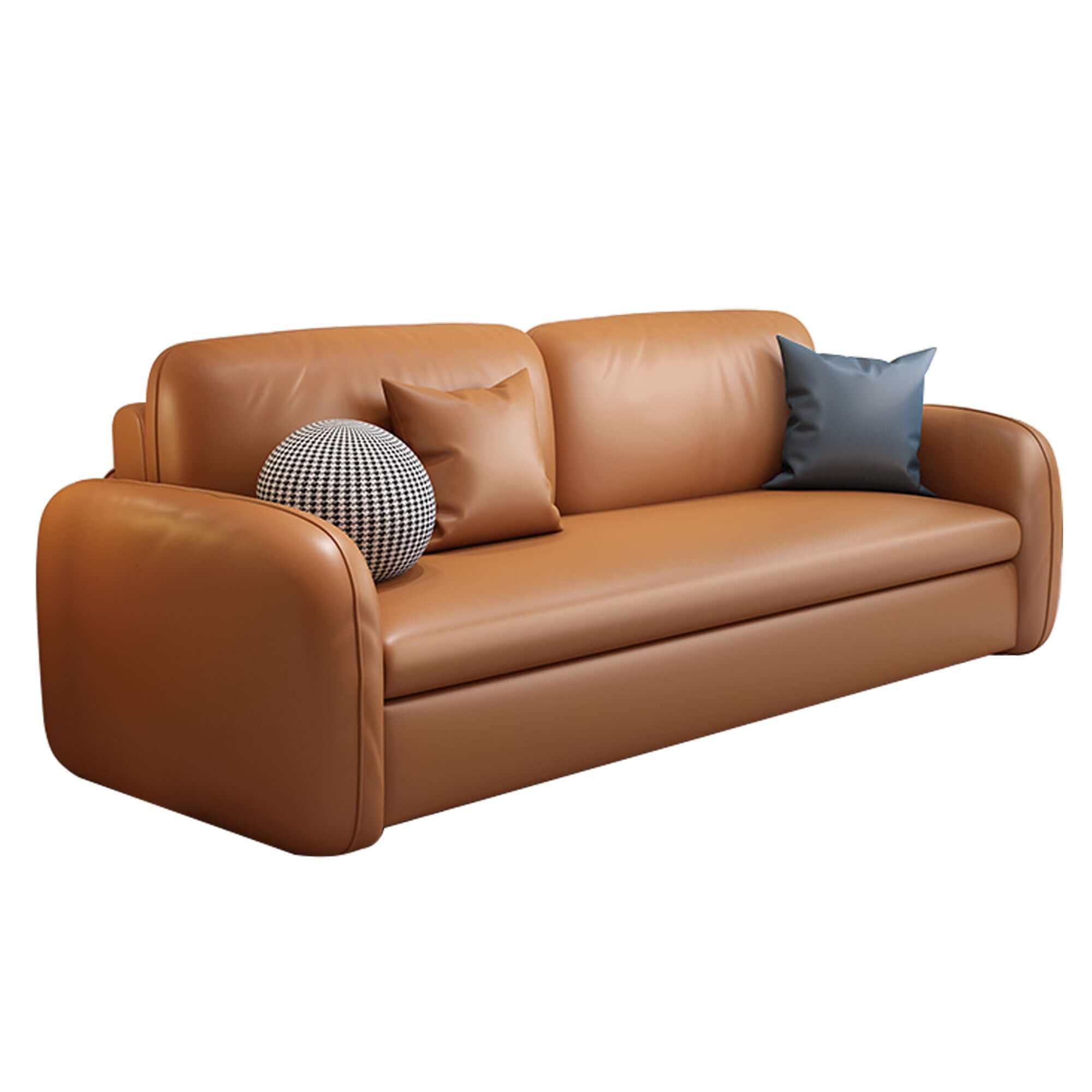 Convertible faux leather sleeper sofa bed with storage, 62.2 inches wide