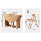 Solid wood folding dining set with smooth surface, easy mobility, and stable design