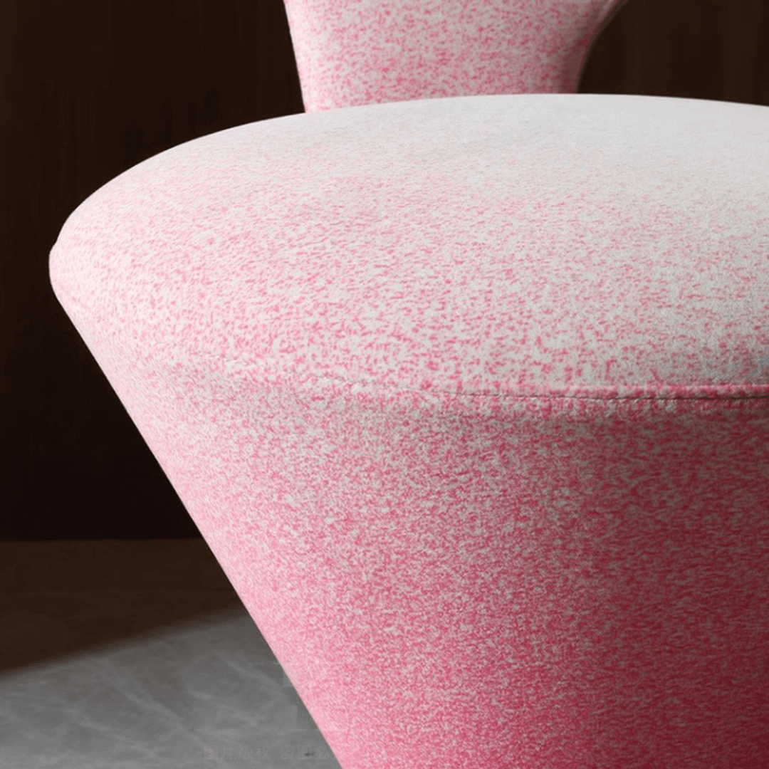 Pink and khaki Luxe Cone vanity stool with swivel feature for stylish seating