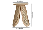 13-inch round rattan and ash wood side table with natural finish for indoor use