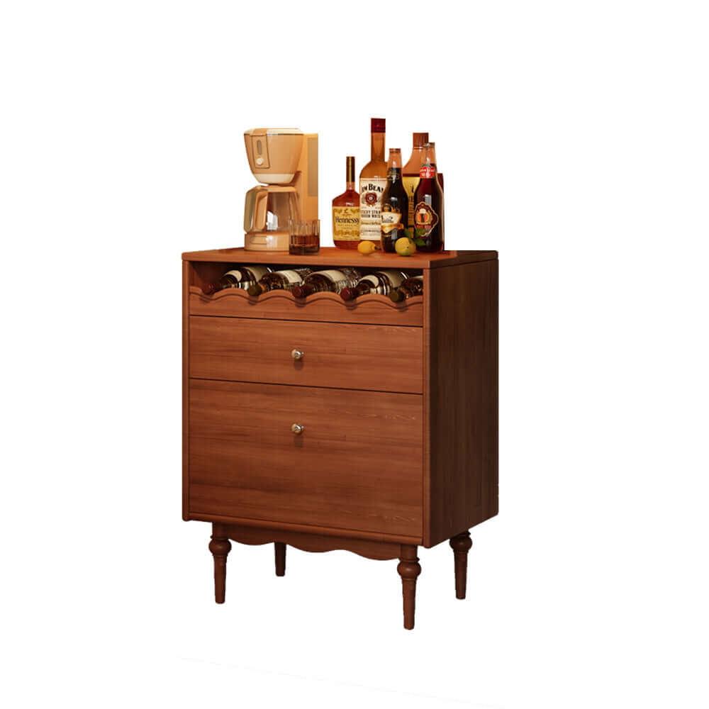 Vintage solid wood sideboard with spacious storage and display cabinet for home organization
