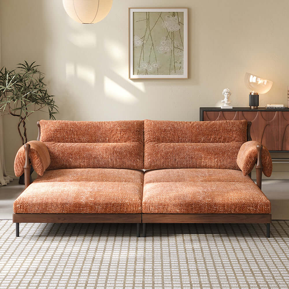 Cocochairs Solid Wood Frame Convertible Modular Sofa Bed – Mid-Century Japandi