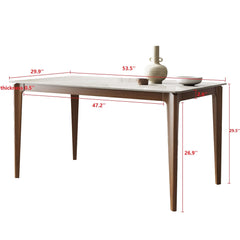 Minimalist 53.5" Slate Wooden Rectangular Dining Table for 6 Person