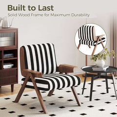 Fauteuil d'accent moderne blanc avec rayures noires