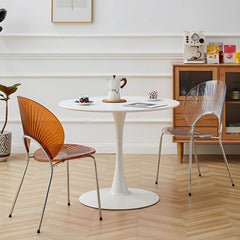 Acrylic Open Back Armless Stackable Dining Chair with Metal Legs Dining Chairs