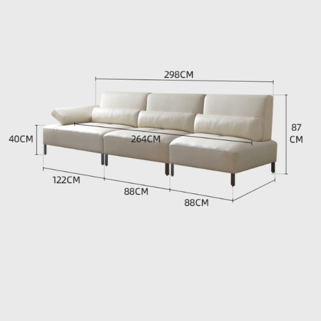 Cream white ergonomic sofa with transformable comfort and contemporary design