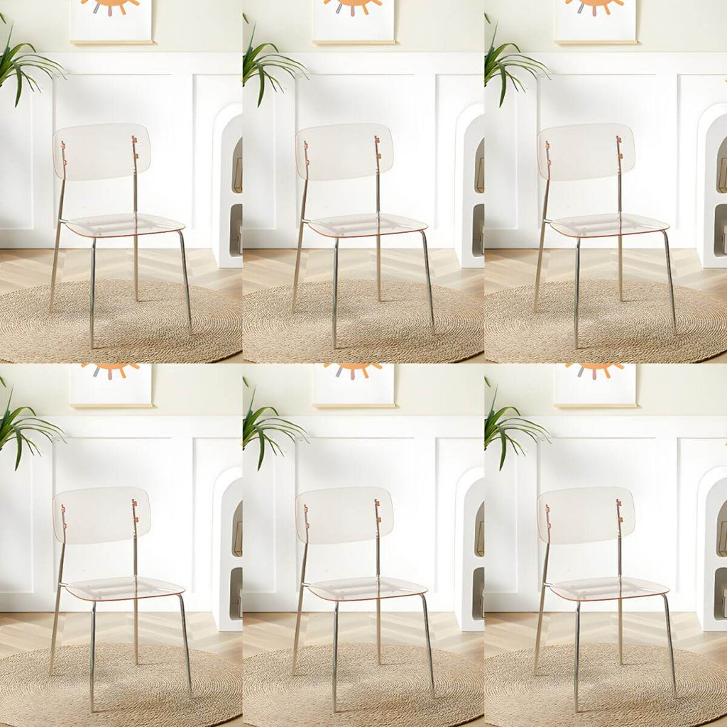Transparent acrylic dining chair with modern design, perfect for living room and kitchen seating