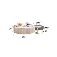 White & Grey Nesting Coffee Table Set of 3 with Storage & Stone Top
