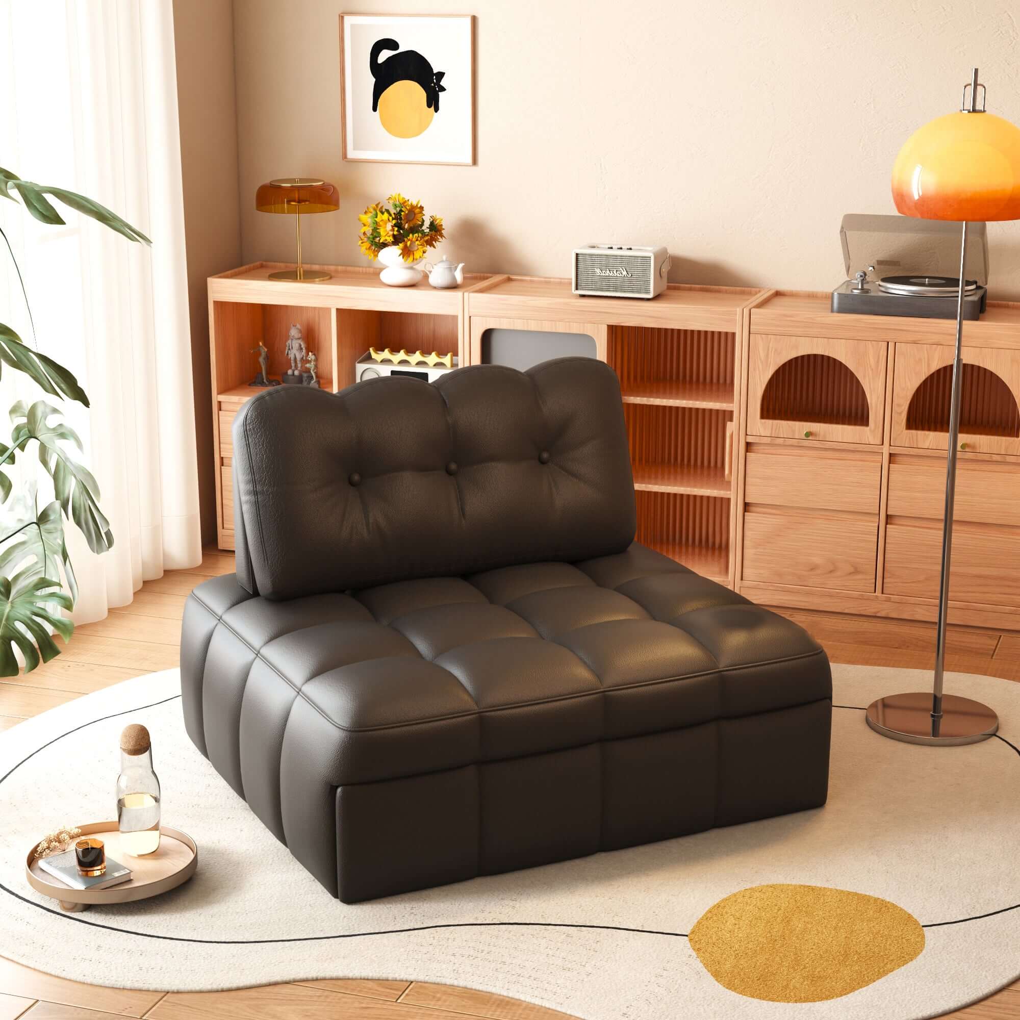 Modern convertible sofa bed that easily switches between a comfortable couch and a bed