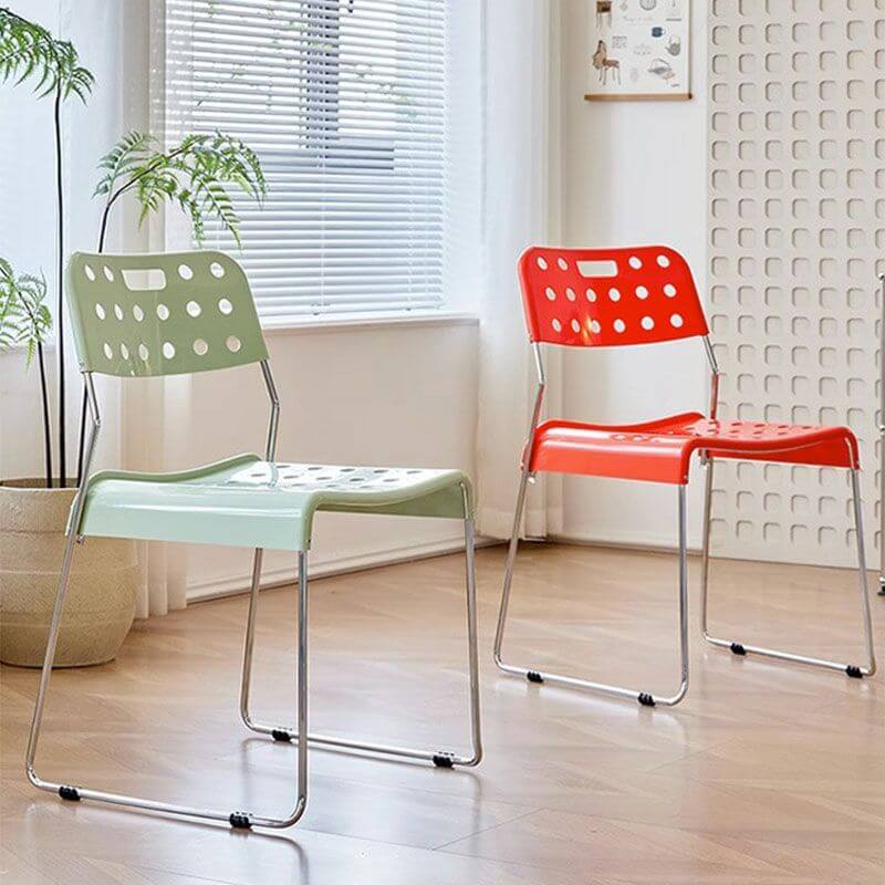 Stackable plastic and acrylic side chair for modern garden and dining use