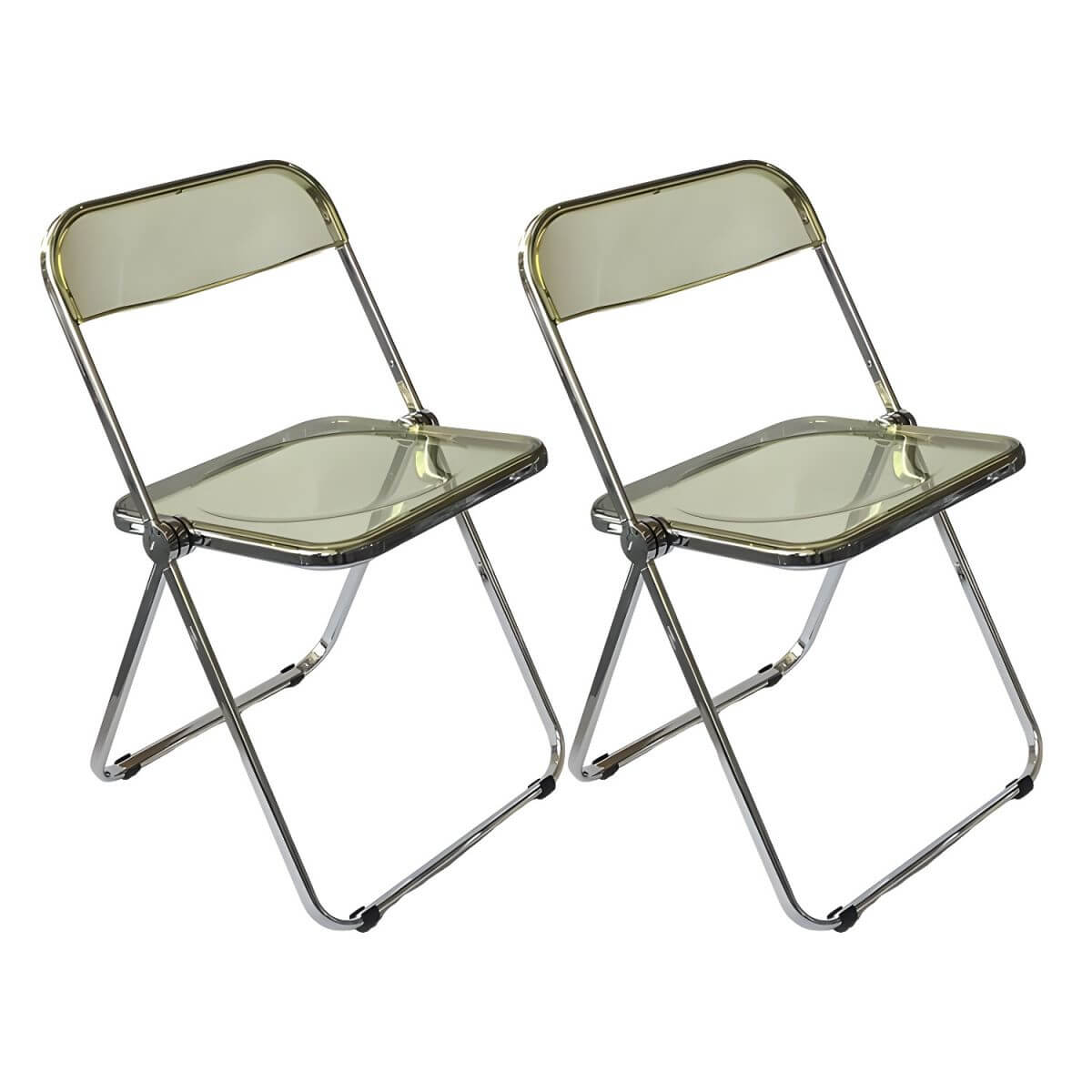 Scandinavian style dining chair with silver metal legs and plastic acrylic seat