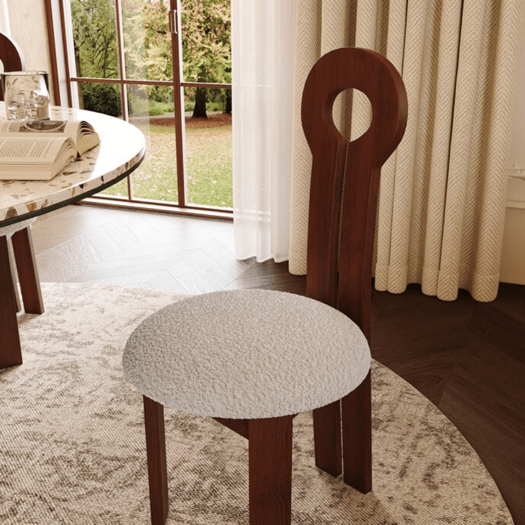 Round terrazzo dining table with durable design, perfect for home gatherings