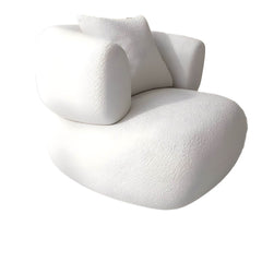 Scandinavian Fabric Sofa Biscuit Back Tuxedo Arm Sofa in White Sofa
