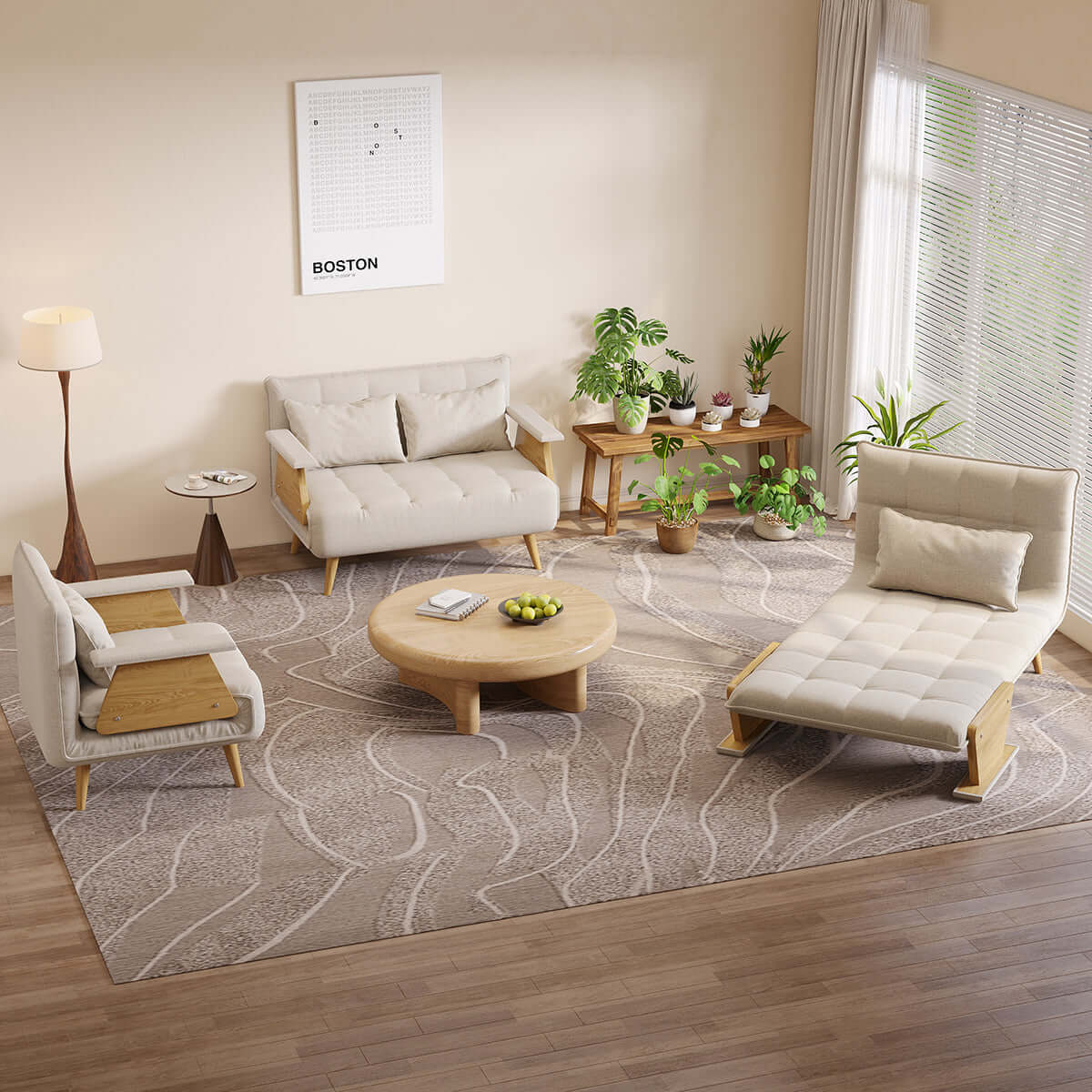 3-in-1 folding sofa chair bed with armrests, available in three sizes for versatile seating and sleeping